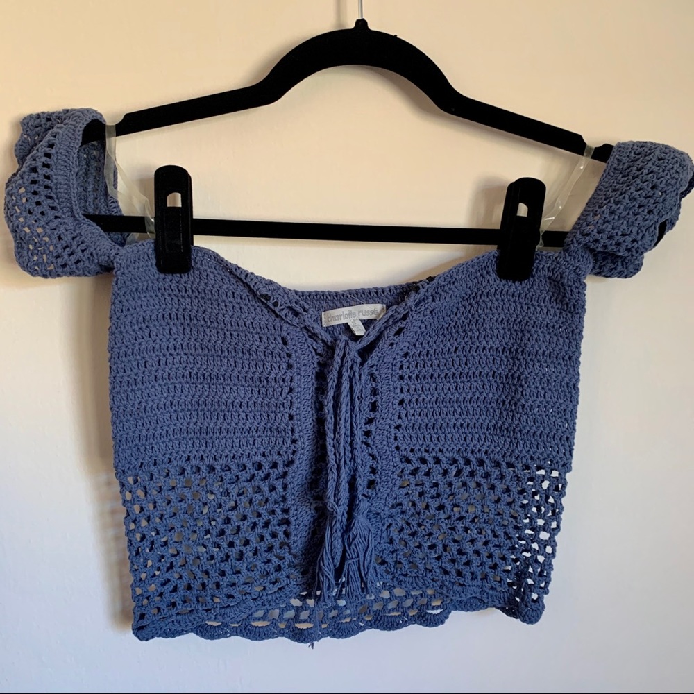 Off the shoulder crochet crop top